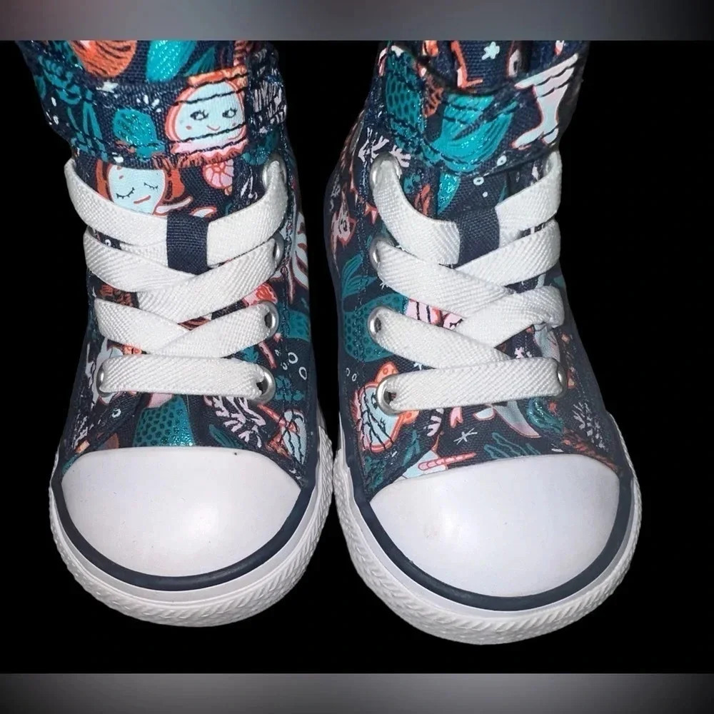 Girls Converse All Star Chuck Taylor High Top Mermaid Shoes size 4 todd… - Picture 5 of 8